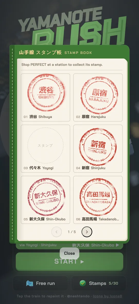 The stamp book with five station stamps